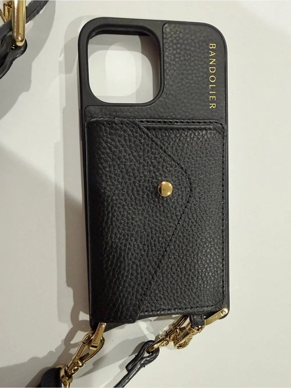 Bandolier Black Leather Crossbody Phone Case with Card Pocket IPhone 13 Pro Max